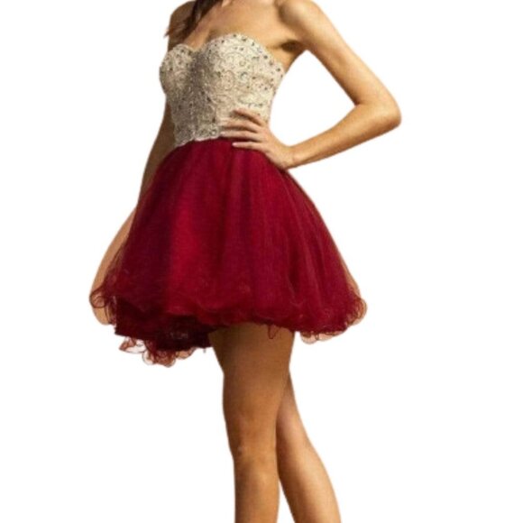 NWT Aspeed Design S2086 Cocktail Dress Tulle Red Size XS - Picture 1 of 8